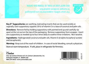 Key E Vaginal Suppositories | Soothing Vitamin E - 12 Inserts Suppository Carlson Labs 