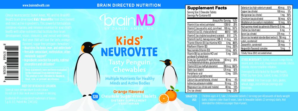 Kids NeuroVite | Tasty Chewables | Orange Flavored - 120 Chewables Oral Supplements BrainMD 