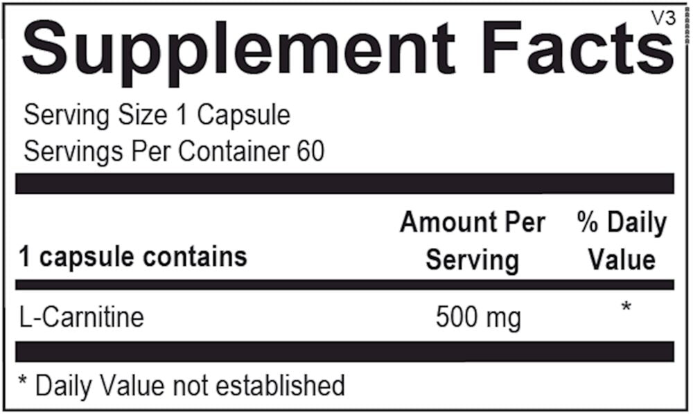 L-Carnitine | Essential Amino Acid - 60 & 120 Capsules Oral Supplements Ortho Molecular Products 