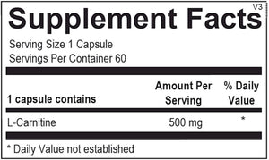 L-Carnitine | Essential Amino Acid - 60 & 120 Capsules Oral Supplements Ortho Molecular Products 