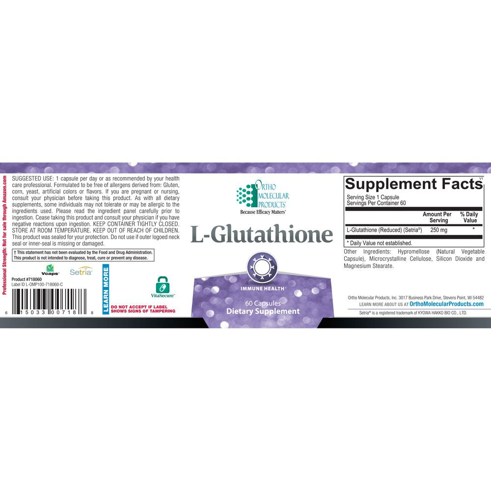 L-Glutathione | Immune Health - 60 Capsules Oral Supplements Ortho Molecular Products 