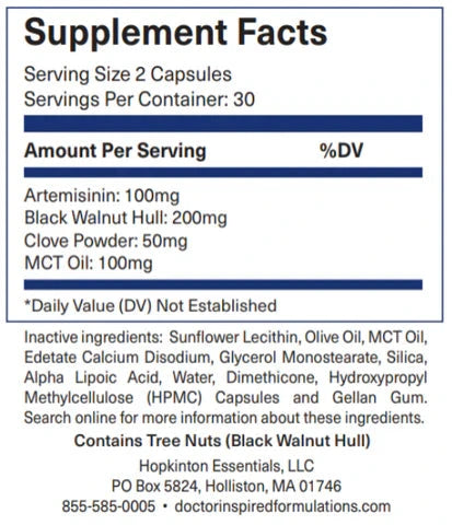 Liposomal Artemisinin, Clove, Black Walnut, & MCT Oil - 60 Capsules Oral Supplements Doctor Inspired Formulations 