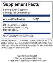 Load image into Gallery viewer, Liposomal Berberine, Cinnamon &amp; MCT Oil - 120 Capsules Oral Supplements Doctor Inspired Formulations 