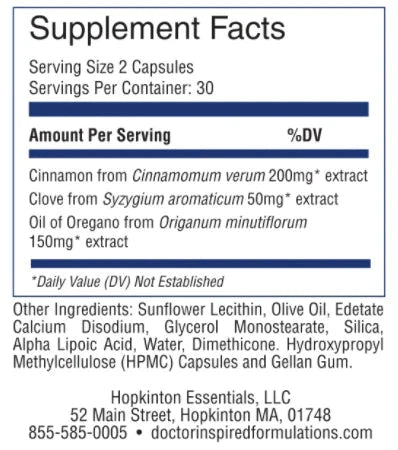 Liposomal Cinnamon, Clove & Oregano Essentials - 60 Capsules Oral Supplements Doctor Inspired Formulations 