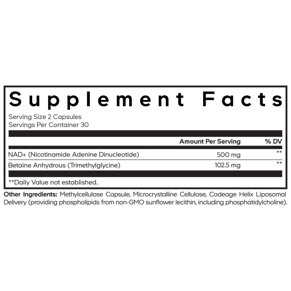 Liposomal NAD+ Eternal | Nicotinamide Adenine Dinucleotide | Trimethylglycine - 60 Capsules Oral Supplements Codeage 
