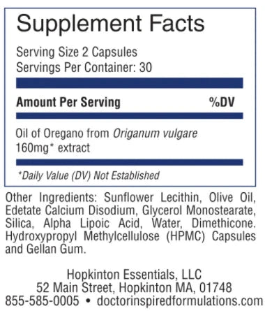 Liposomal Oregano Essentials - 60 Capsules Oral Supplements Doctor Inspired Formulations 