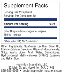 Liposomal Oregano Essentials - 60 Capsules Oral Supplements Doctor Inspired Formulations 