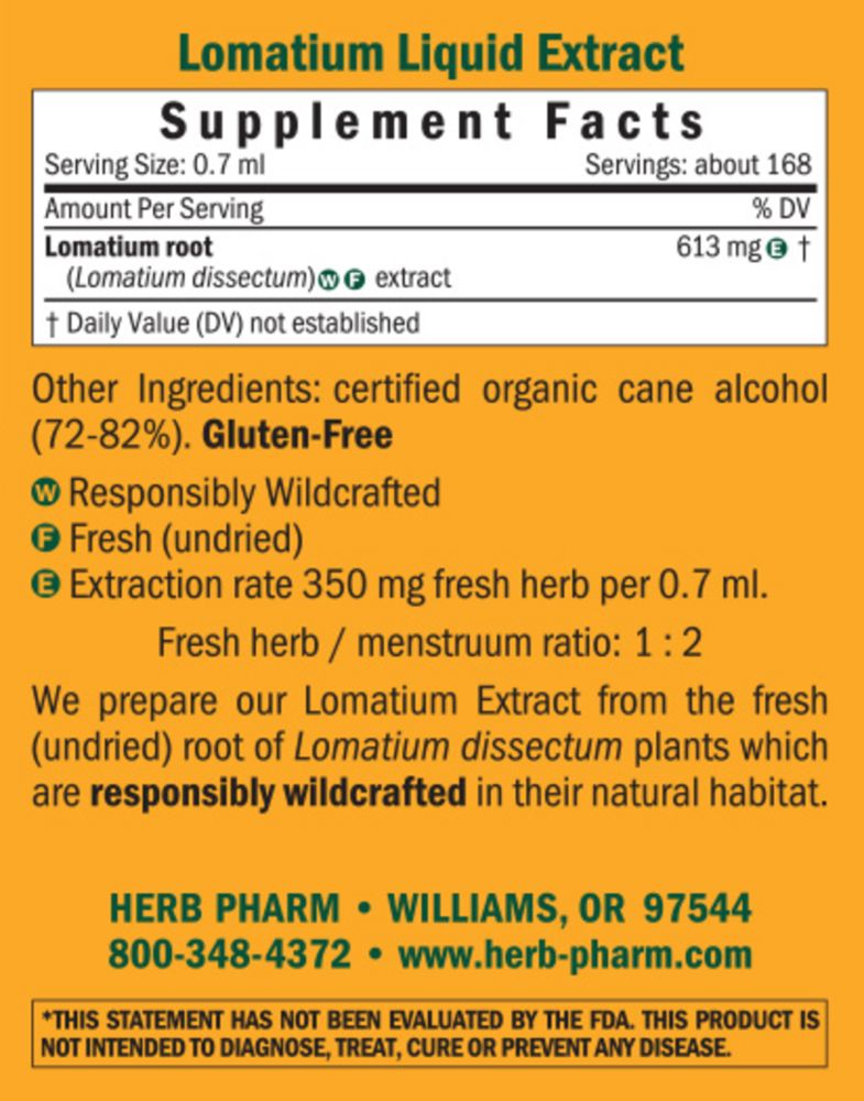Lomatium | Lomatium dissectum | Immune Support - 4 fl oz Oral Supplements Herb-Pharm 