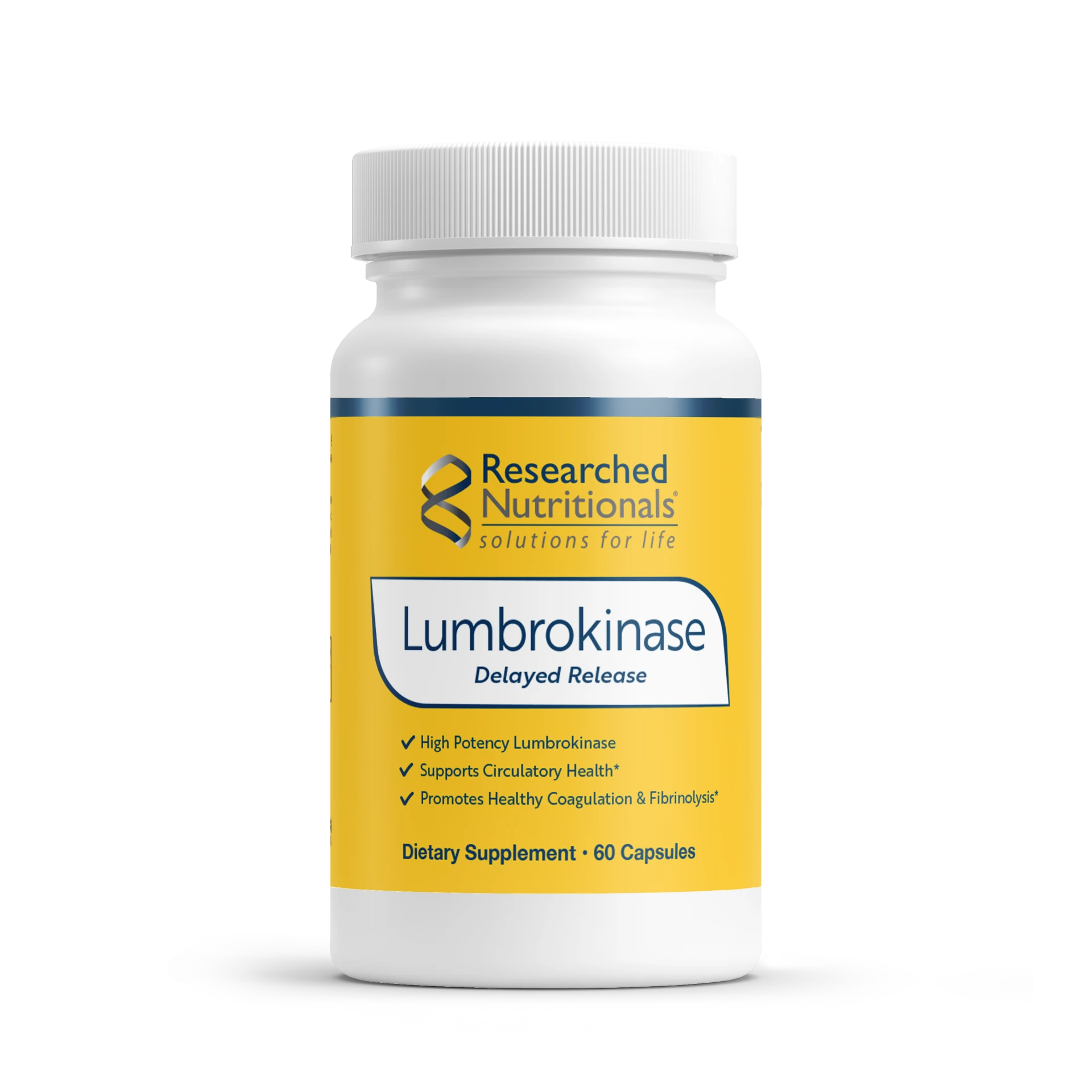 Lumbrokinase | High Potency | Delayed Release - 60 Capsules Oral Supplements Researched Nutritionals 