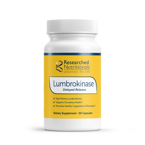 Lumbrokinase | High Potency | Delayed Release - 60 Capsules Oral Supplements Researched Nutritionals 