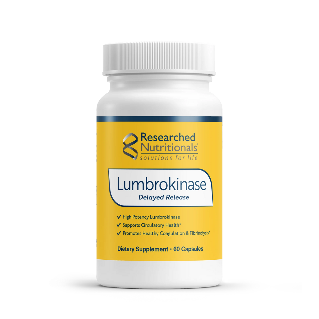 Lumbrokinase | High Potency | Delayed Release - 60 Capsules Oral Supplements Researched Nutritionals 