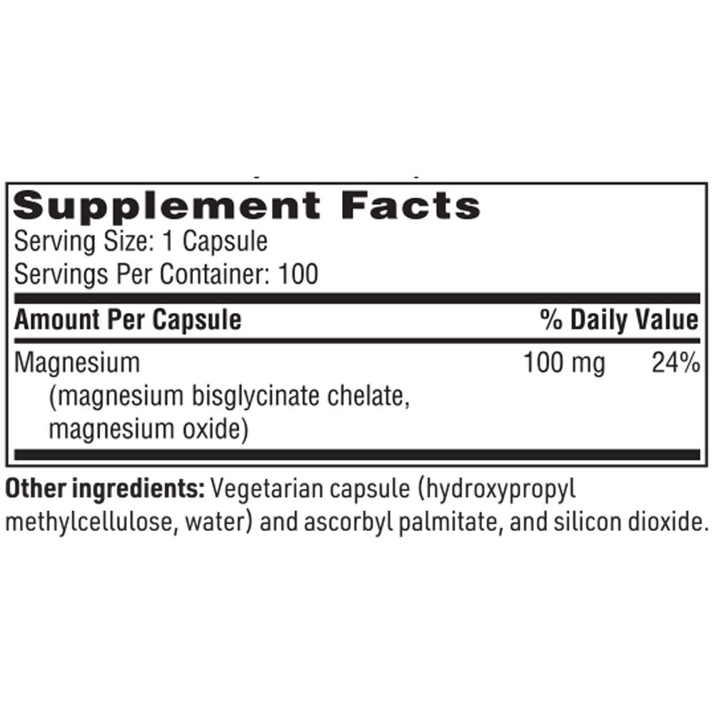 Magnesium Glycinate Complex | Magnesium Chelate for Sensitive Individuals - 100 Capsules Oral Supplements SFI Health (Klaire Labs) 