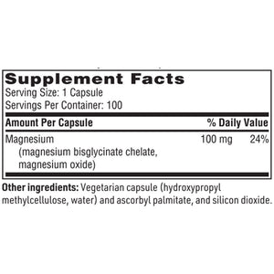 Magnesium Glycinate Complex | Magnesium Chelate for Sensitive Individuals - 100 Capsules Oral Supplements SFI Health (Klaire Labs) 