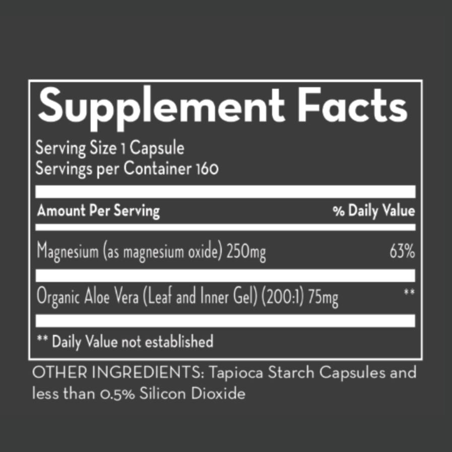 Magnesium Oxide | with Super-Strength Aloe Vera - 160 Capsules Oral Supplement Desert Harvest 