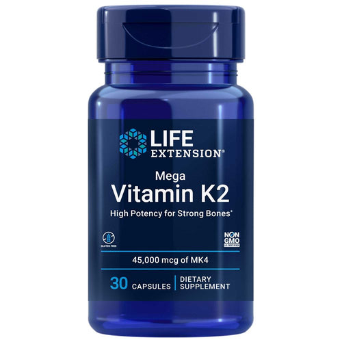 Mega Vitamin K2 | High Potency for Strong Bones | 45,000mcg MK4 - 30 Capsules Oral Supplements Life Extension 