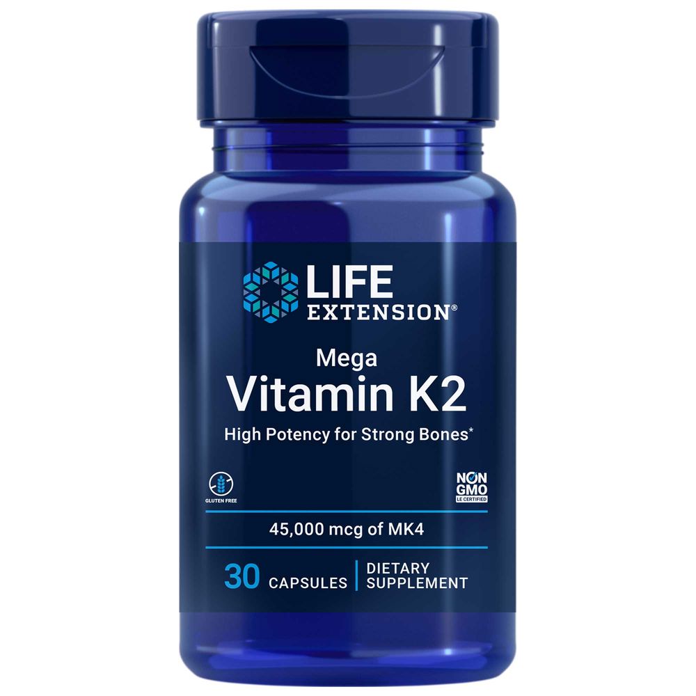 Mega Vitamin K2 | High Potency for Strong Bones | 45,000mcg MK4 - 30 Capsules Oral Supplements Life Extension 
