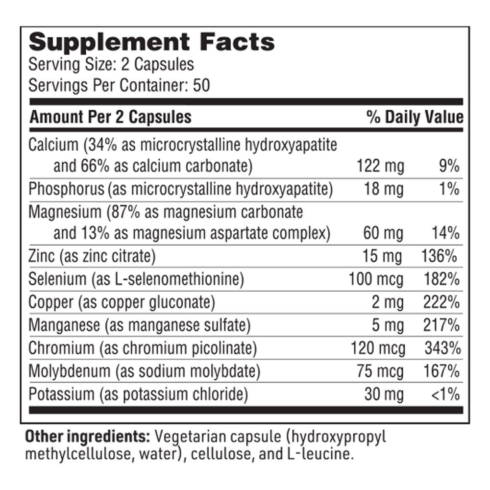 Multi-Mineral Complex | Without Iron | Trace Mineral Essentials - 100 Capsules Oral Supplements SFI Health (Klaire Labs) 