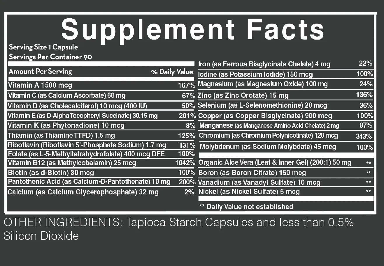 Multi-Vitamin | Low Acid Formula - 90 Capsules Oral Supplement Desert Harvest 