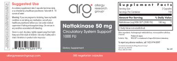 Nattokinase NSK-SD® | Circulatory System Support | 1000 FU | 50mg - 90 & 300 Capsules Oral Supplements Allergy Research Group 