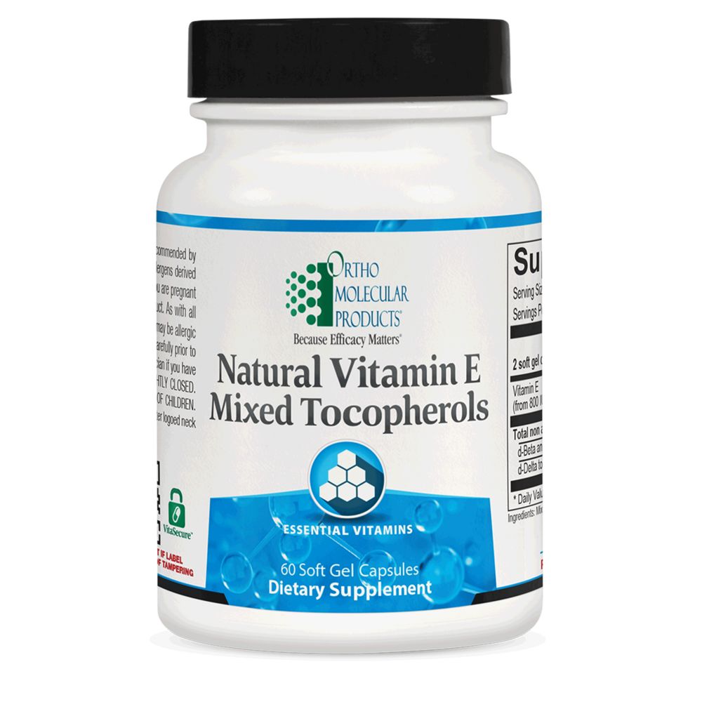 Natural Vitamin E Mixed Tocopherols | Essential Vitamin - 60 & 120 Softgels Oral Supplements Ortho Molecular Products 60 Softgels 