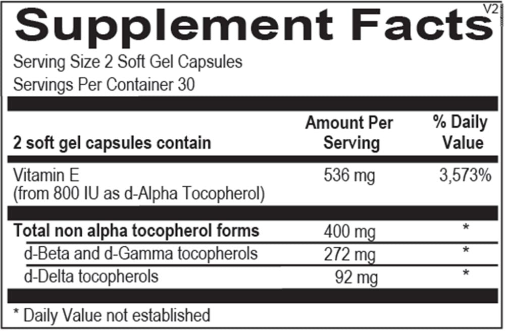 Natural Vitamin E Mixed Tocopherols | Essential Vitamin - 60 & 120 Softgels Oral Supplements Ortho Molecular Products 