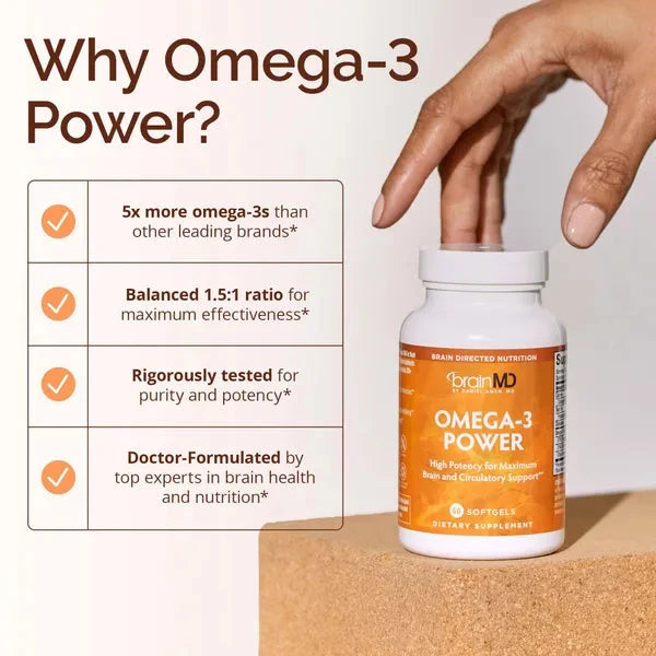 Omega 3 Power | High Potency for Maximum Brain & Circulatory Support - 60 Softgels Oral Supplements BrainMD 