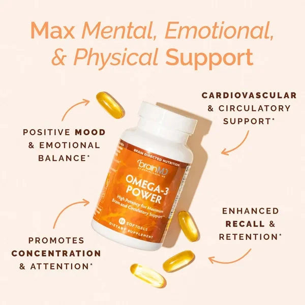 Omega 3 Power | High Potency for Maximum Brain & Circulatory Support - 60 Softgels Oral Supplements BrainMD 