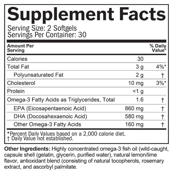 Omega 3 Power | High Potency for Maximum Brain & Circulatory Support - 60 Softgels Oral Supplements BrainMD 