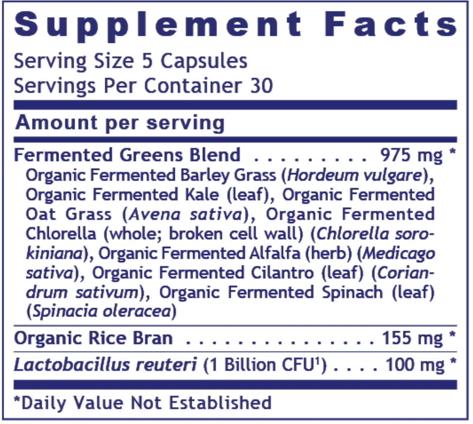 Organic Fermented Greens Premier | Superfood - 150 Capsules Oral Supplements PRL 