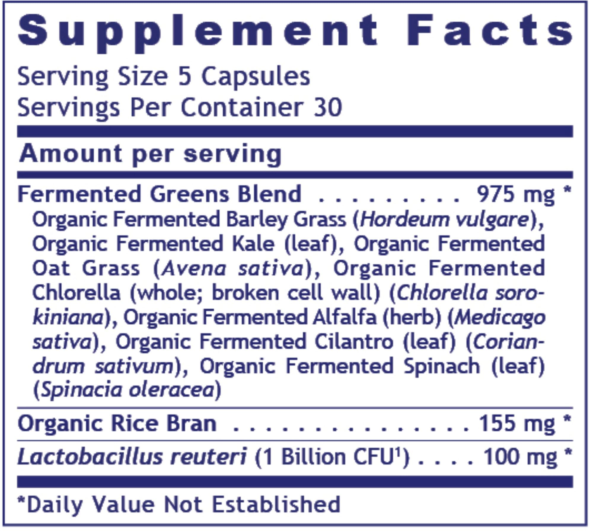 Organic Fermented Greens Premier | Superfood - 150 Capsules Oral Supplements PRL 