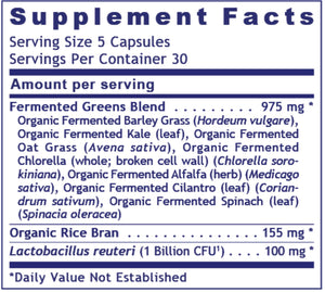 Organic Fermented Greens Premier | Superfood - 150 Capsules Oral Supplements PRL 