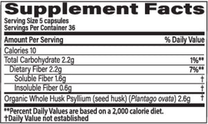 Organic Whole Husk Psyllium Fiber | Supports Digestive Health - 180 Capsules Oral Supplements Organic India 