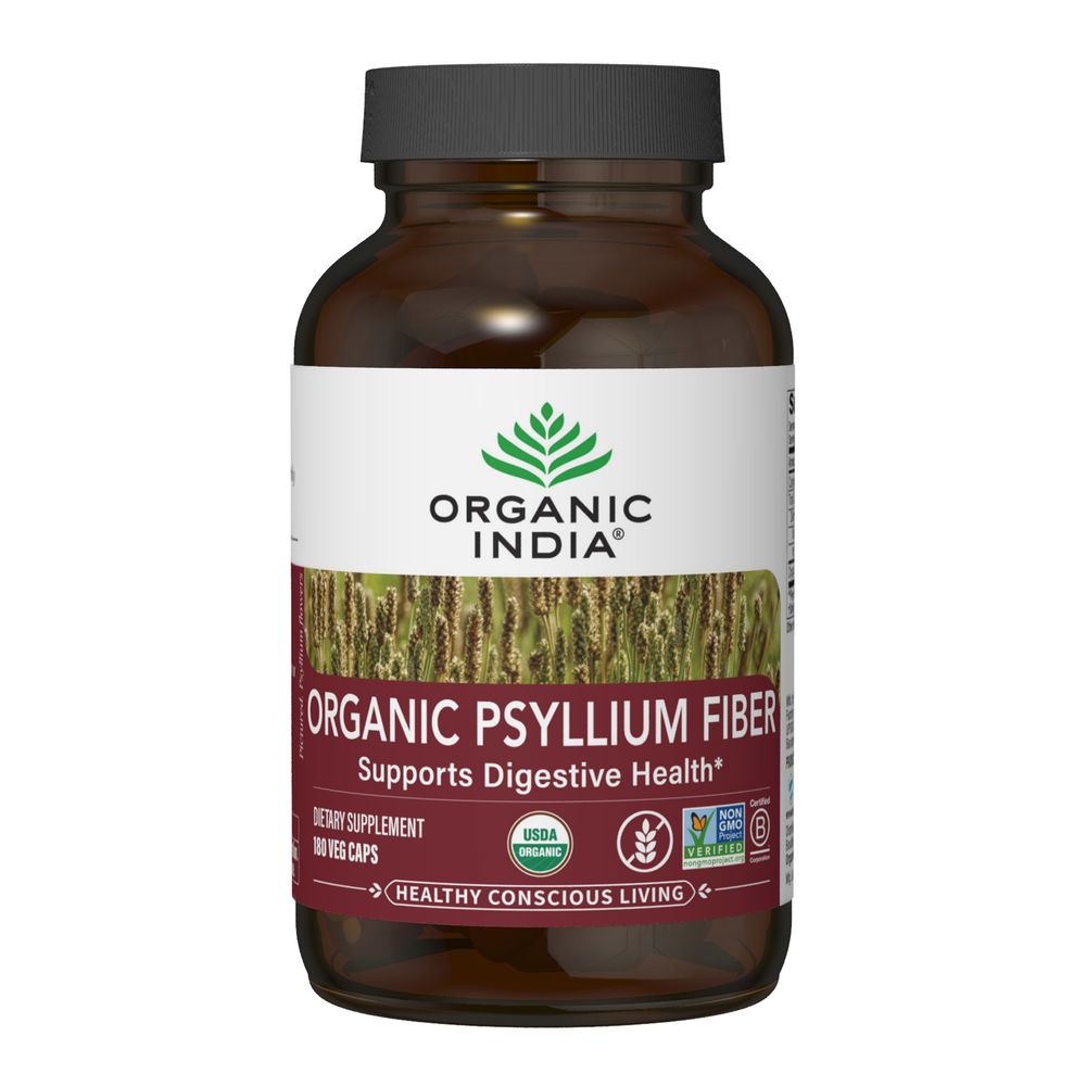 Organic Whole Husk Psyllium Fiber | Supports Digestive Health - 180 Capsules Oral Supplements Organic India 