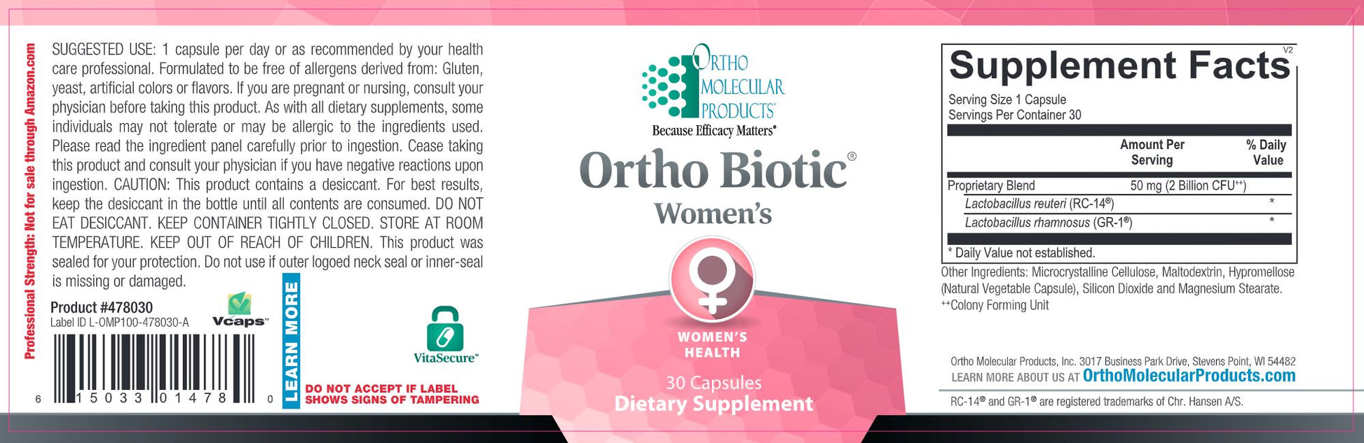 Ortho Biotic® Women's - 30 Capsules Oral Supplements Ortho Molecular Products 