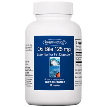 Ox Bile | Essential for Fat Digestion | 125 mg - 180 Capsules Oral Supplements Allergy Research Group 