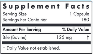 Ox Bile | Essential for Fat Digestion | 125 mg - 180 Capsules Oral Supplements Allergy Research Group 