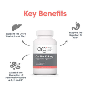 Ox Bile | Essential for Fat Digestion | 125 mg - 180 Capsules Oral Supplements Allergy Research Group 