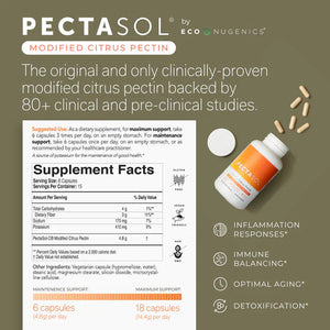 PectaSol Capsules | Modified Citrus Pectin (MCP) - 90 & 270 Vegetable Capsules Oral Supplements EcoNugenics 