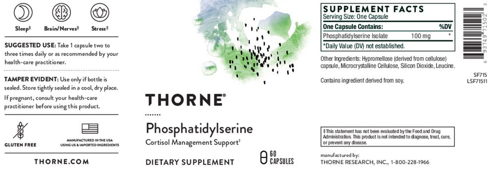 Phosphatidylserine (formerly Iso-Phos) - 60 Capsules Oral Supplement Thorne 