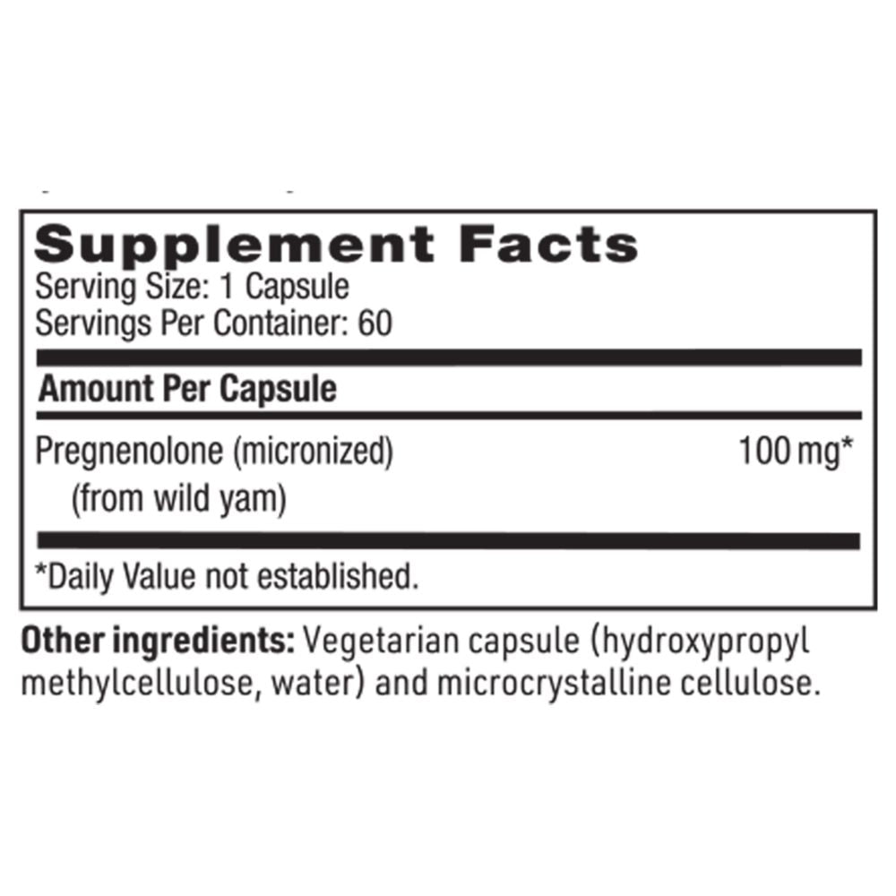 Pregnenolone | Bioavailable, Micronized Form | 100mg - 60 Capsules Oral Supplements SFI Health (Klaire Labs) 