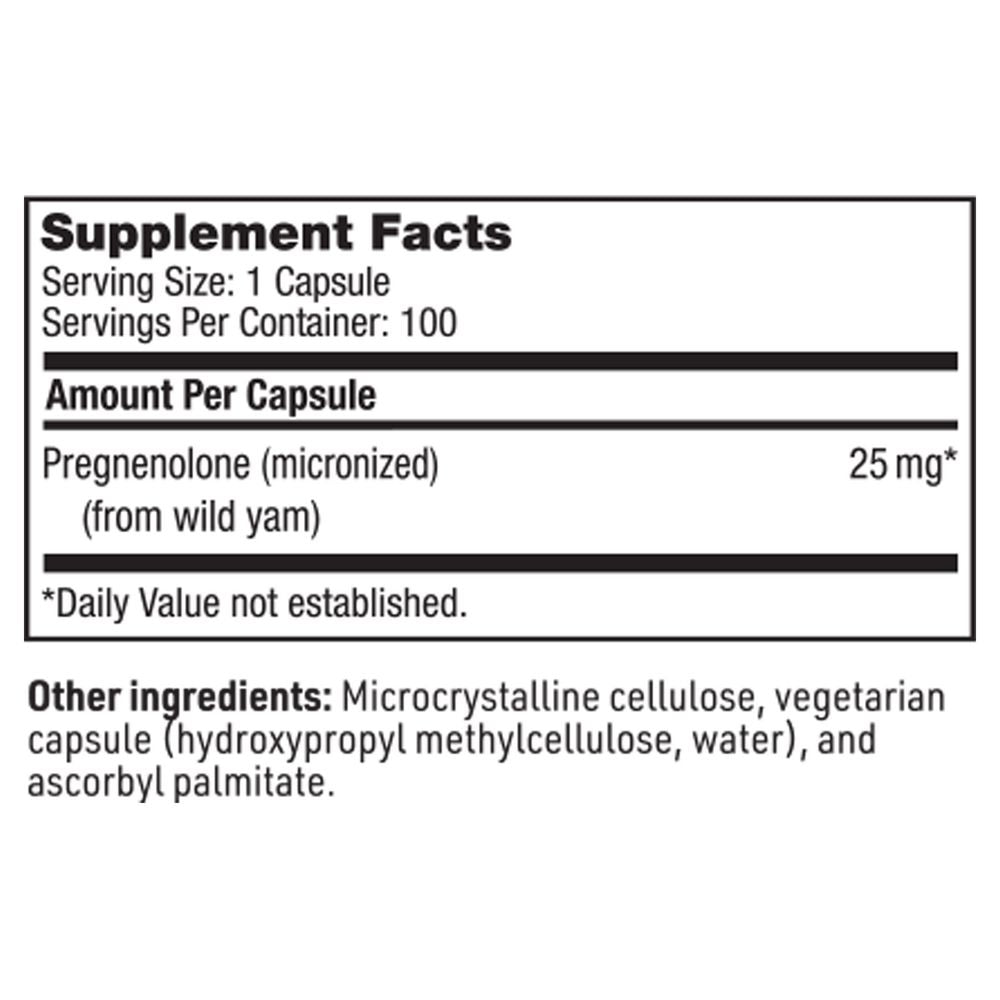 Pregnenolone | Bioavailable, Micronized Form | 25mg - 100 Capsules Oral Supplements SFI Health (Klaire Labs) 