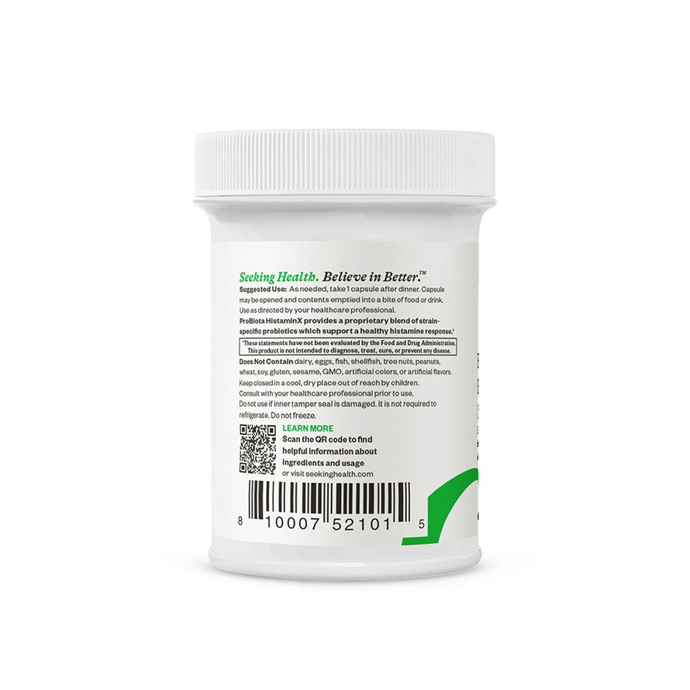 ProBiota HistaminX | Histamine Friendly Probiotics | 10 Billion CFU - 60 Capsules Oral Supplements Seeking Health 