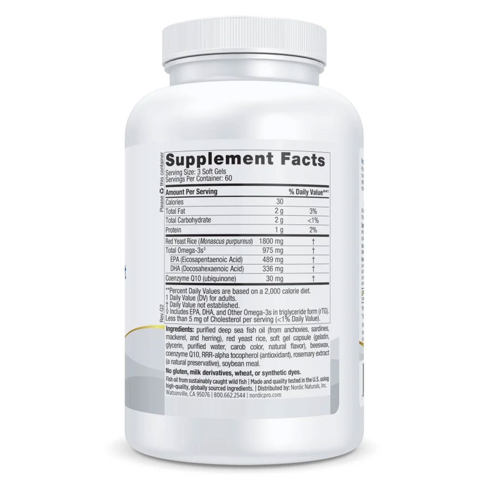 ProOmega® Cholesterol Support | With Red Yeast Rice & CoQ10 - 180 Softgels Oral Supplements Nordic Naturals 