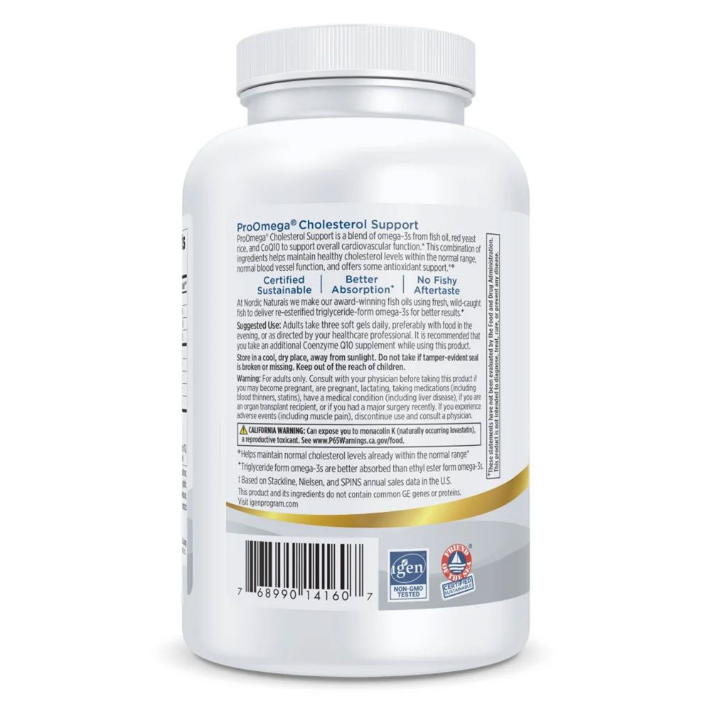 ProOmega® Cholesterol Support | With Red Yeast Rice & CoQ10 - 180 Softgels Oral Supplements Nordic Naturals 