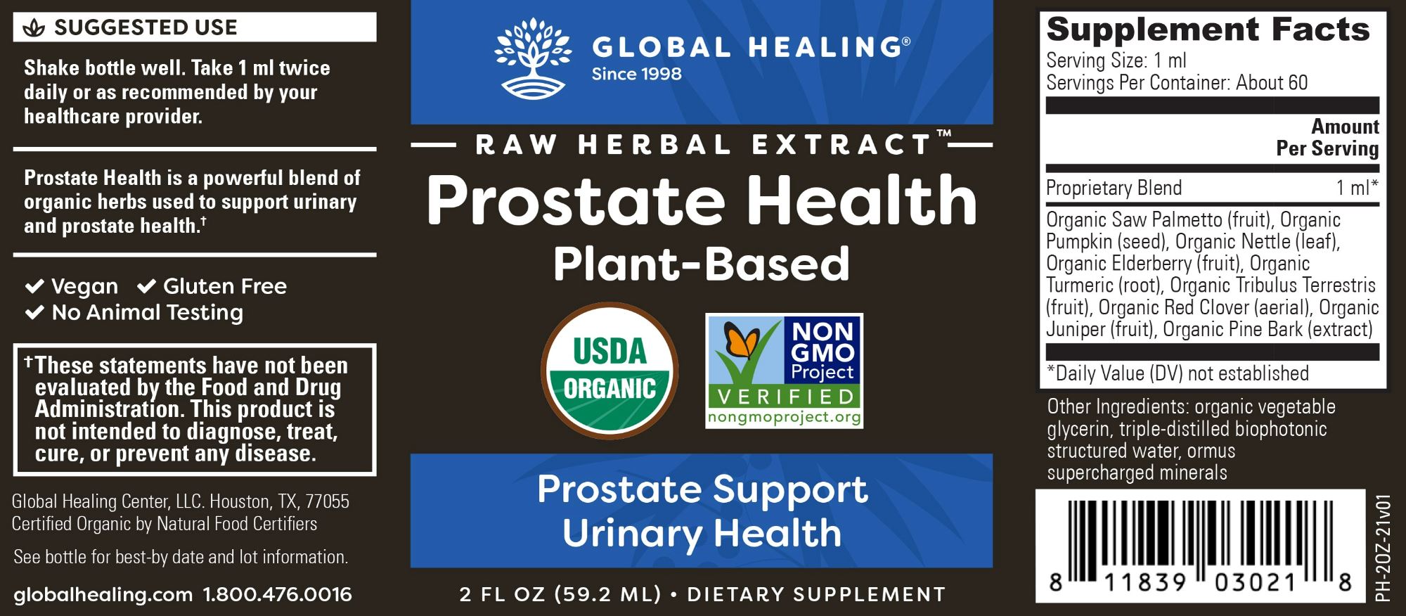 Prostate Health | Plant-Based Blend - 2 fl oz Oral Supplements Global Healing 