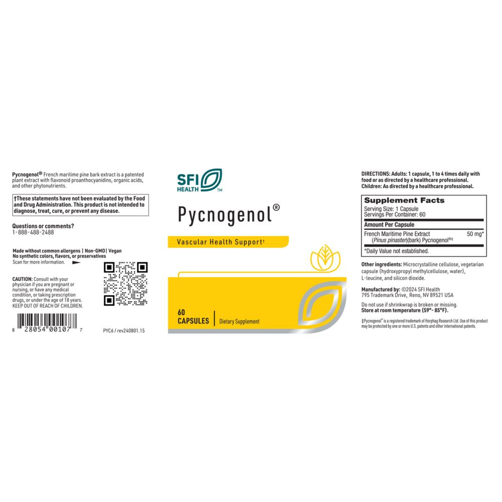 Pycnogenol® | Pink Bark Extract | 50mg - 60 Capsules Oral Supplements SFI Health (Klaire Labs) 