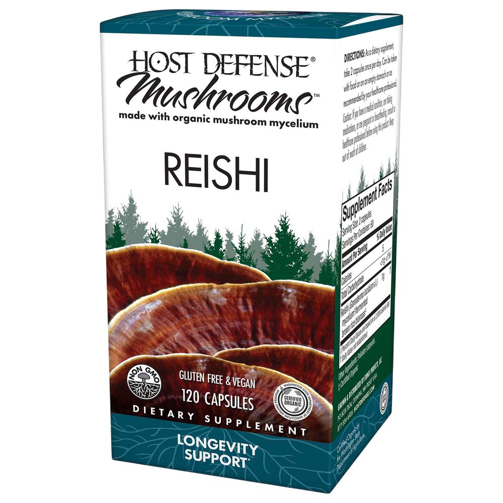 Reishi Mushroom (Ganoderma lucidum) - 60 & 120 Capsules Oral Supplements Host Defense Mushrooms 120 Capsules 