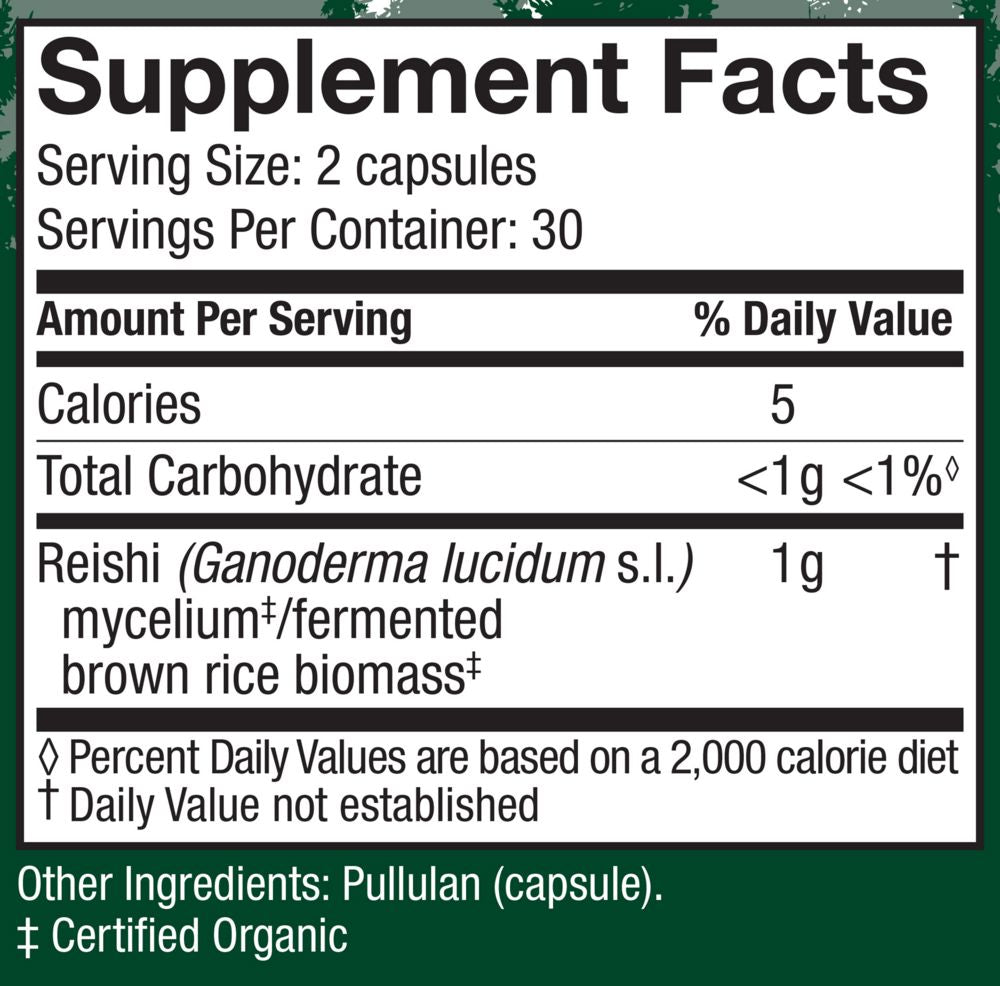Reishi Mushroom (Ganoderma lucidum) - 60 & 120 Capsules Oral Supplements Host Defense Mushrooms 