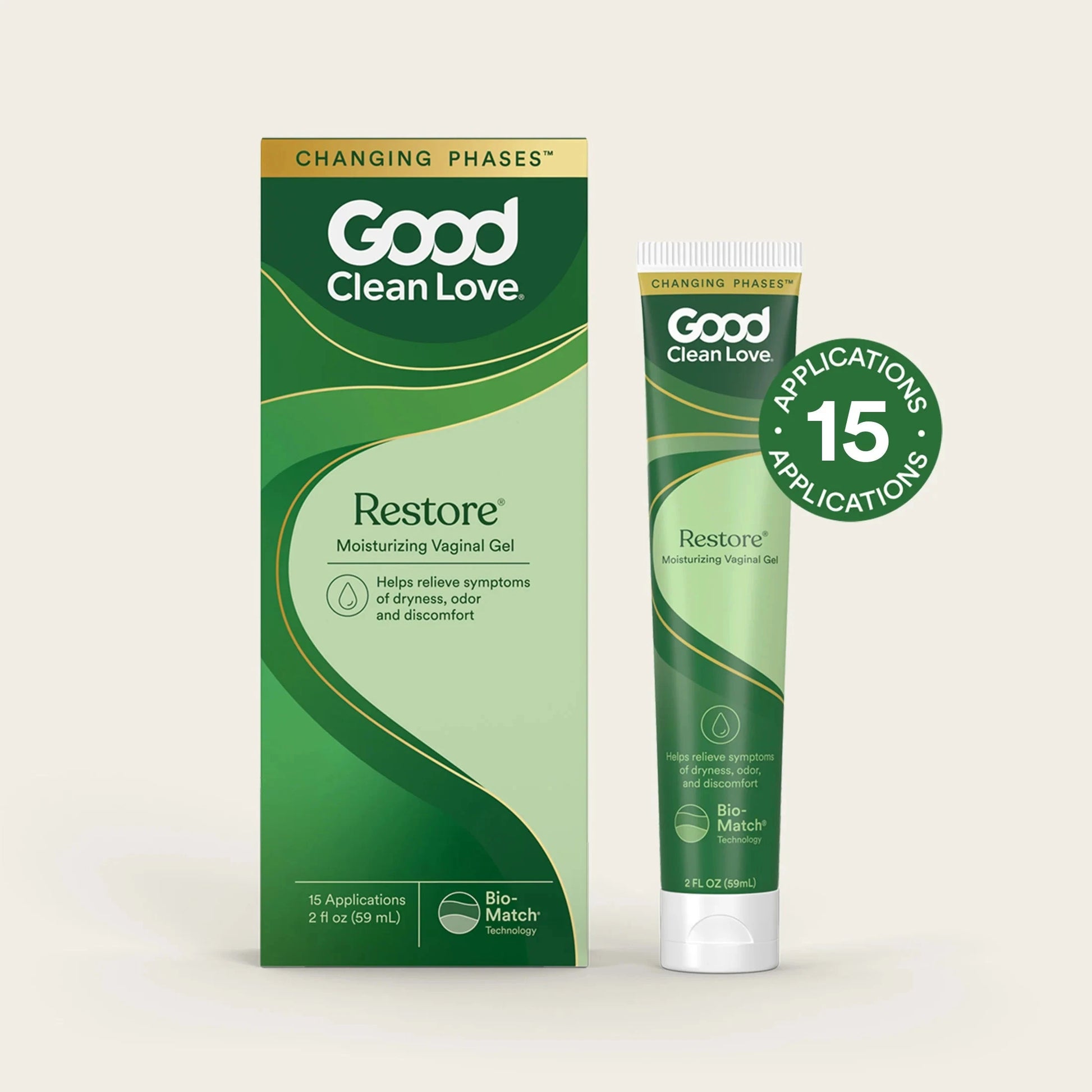 Restore® Moisturizing Vaginal Gel | pH-Balanced | 2 fl oz - 15 Applications Topical Application Good Clean Love 