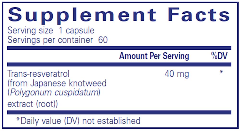Resveratrol | Supports Cardiovascular, Cognitive & Cellular Health - 60 & 120 Capsules Oral Supplements Pure Encapsulations 